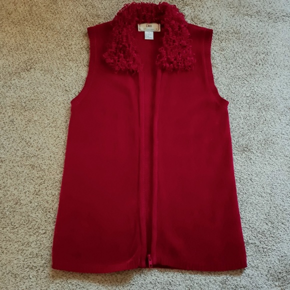 Full Zip Sleeveless Red Collared Sweater Vest Sz S - Picture 15 of 15